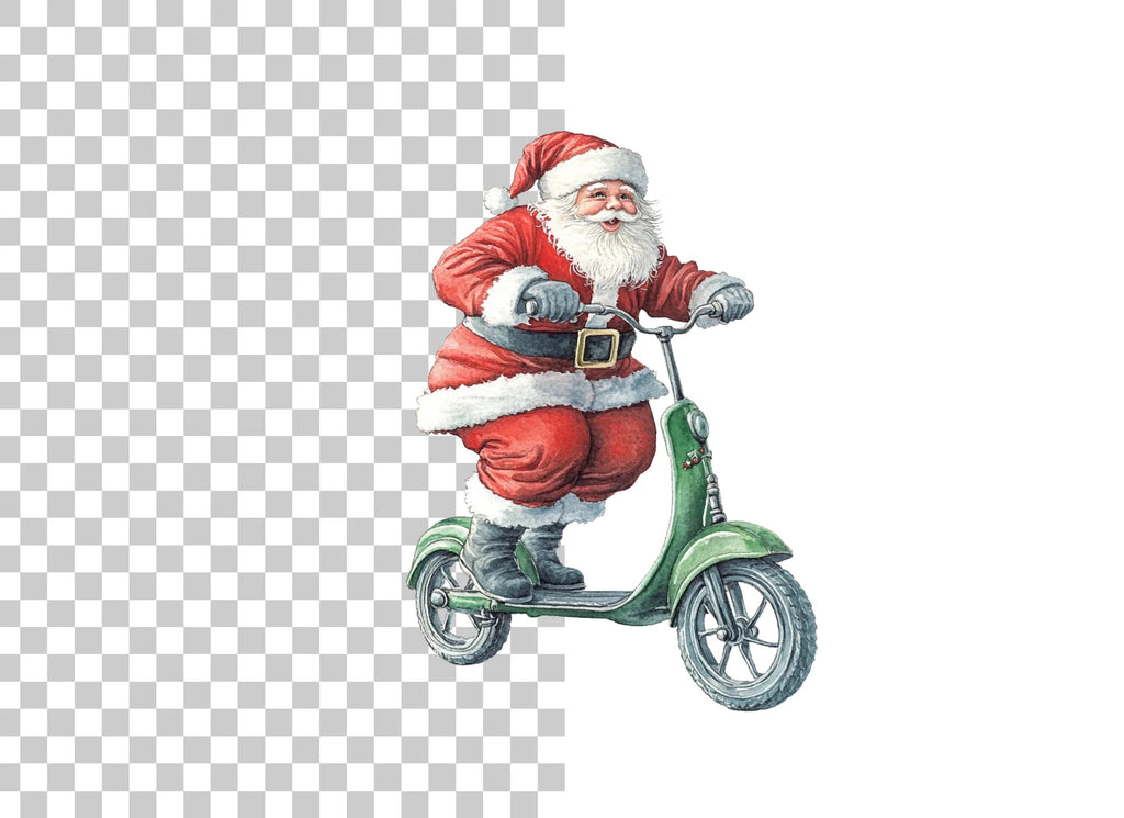 Santa Claus on Scooter Clipart Bundle