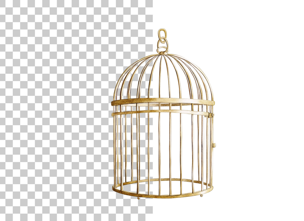 Vintage Gold Bird Cage Clipart Bundle