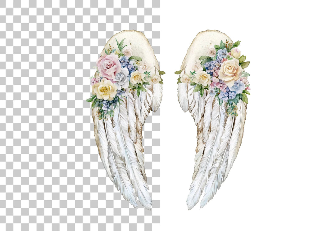 Angel Wings Floral Clipart Bundle