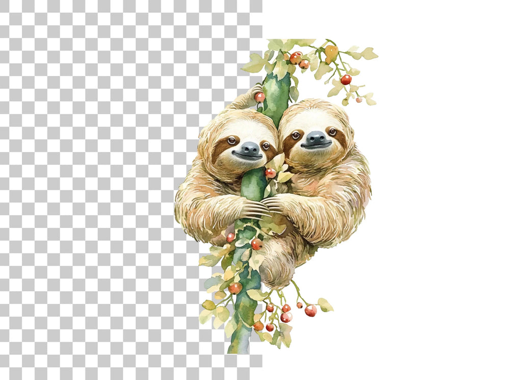 Cute Sloth Family Clipart Bundle