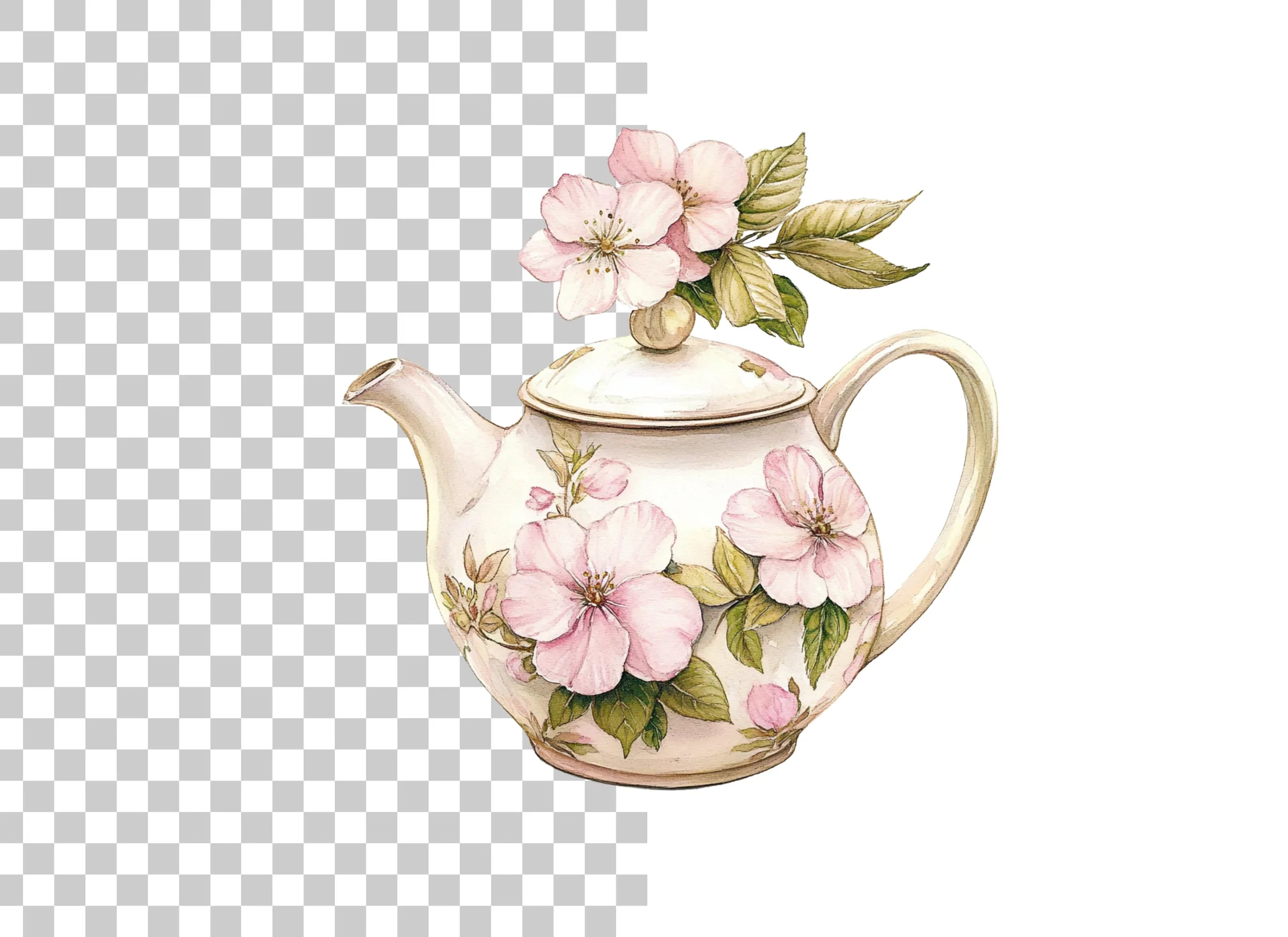 Floral Teapot Clipart Bundle