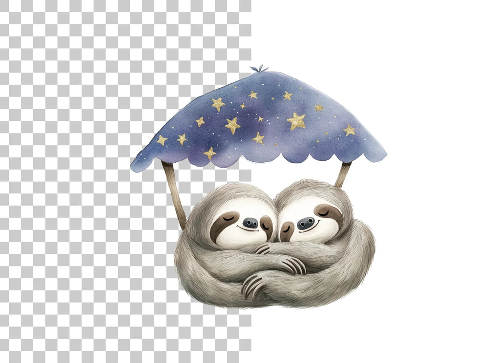 Dreamy Sloth Couple Clipart Bundle