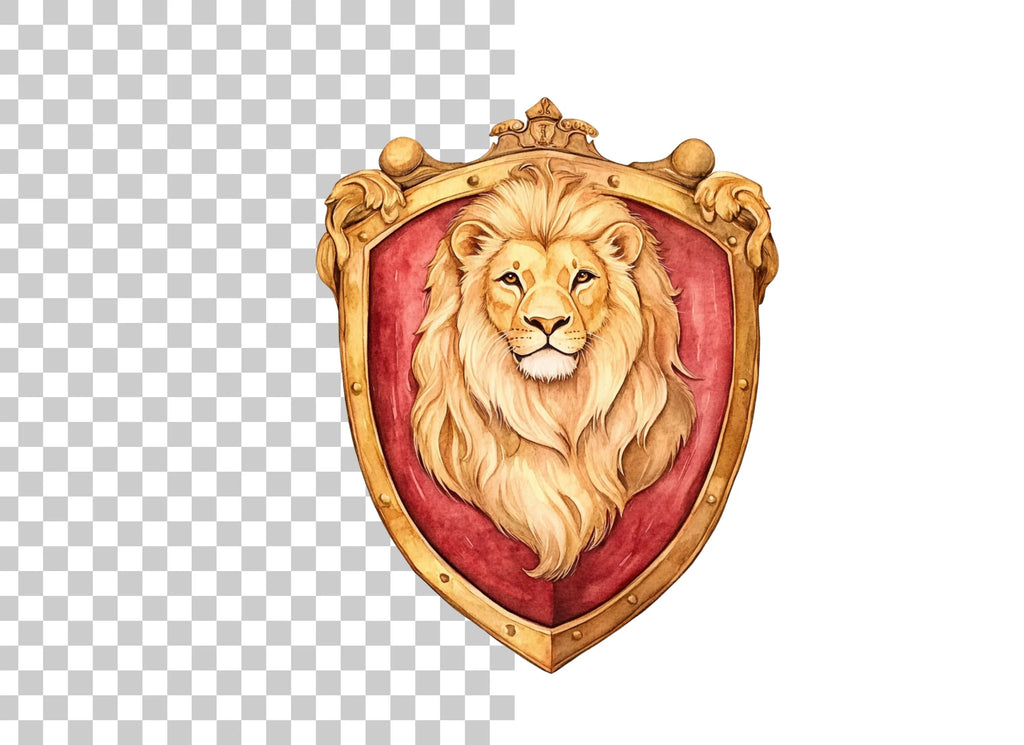 Golden Lion Crests Clipart Bundle