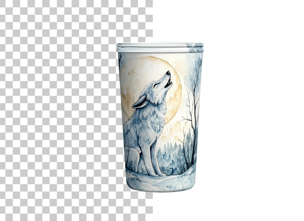 Wolf Howling at Moon Clipart Bundle