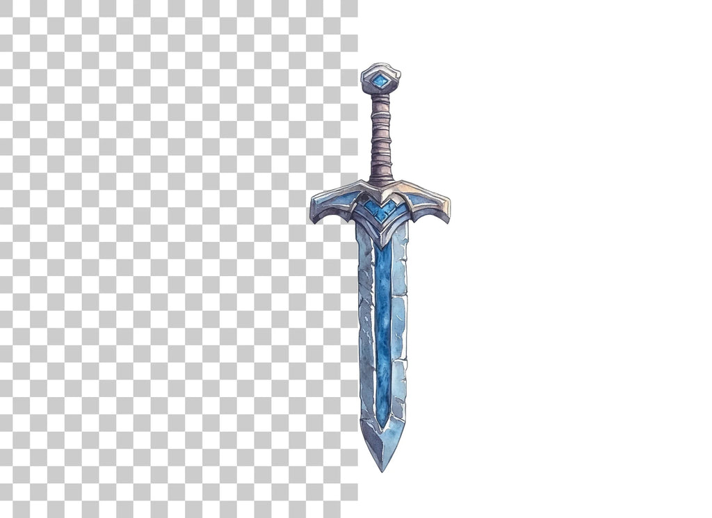 Fantasy Ice Sword Clipart Bundle