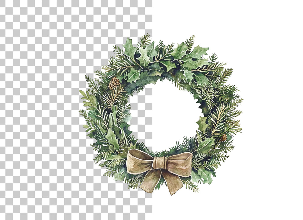 Elegant Holly Wreath Clipart Bundle