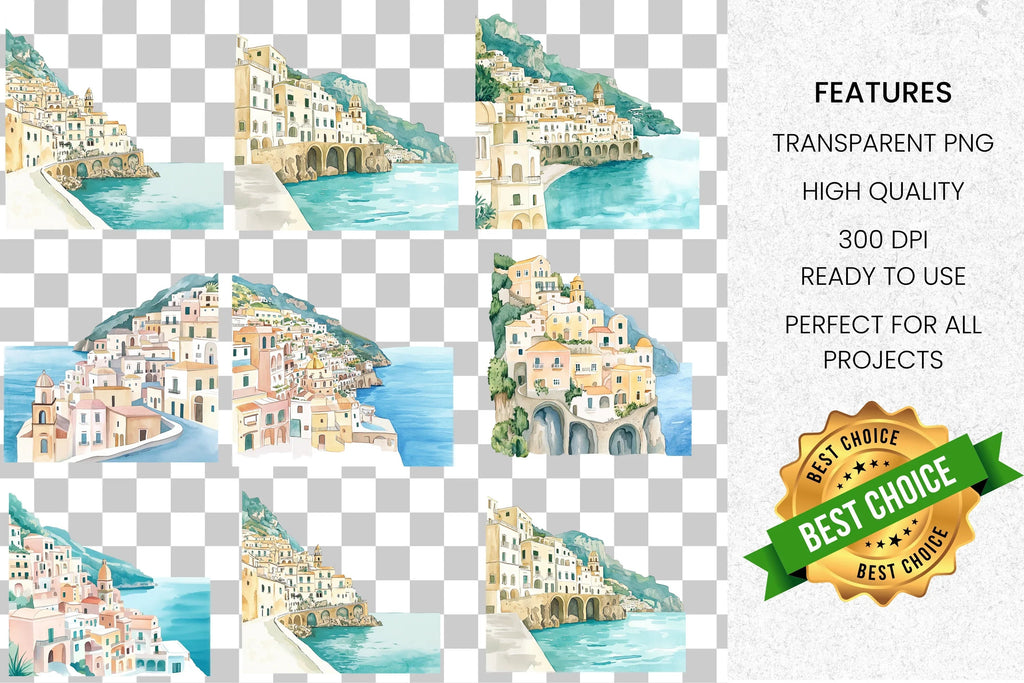 Amalfi Coast Clipart Bundle