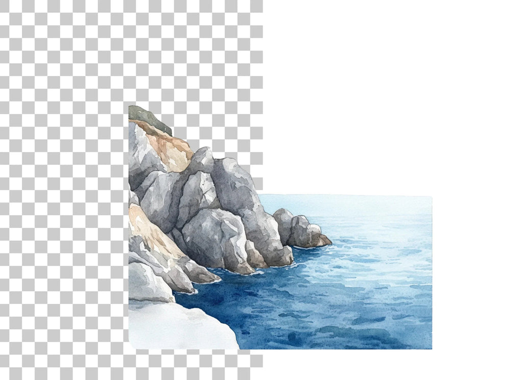Cliff and Ocean Landscape Clipart Bundle