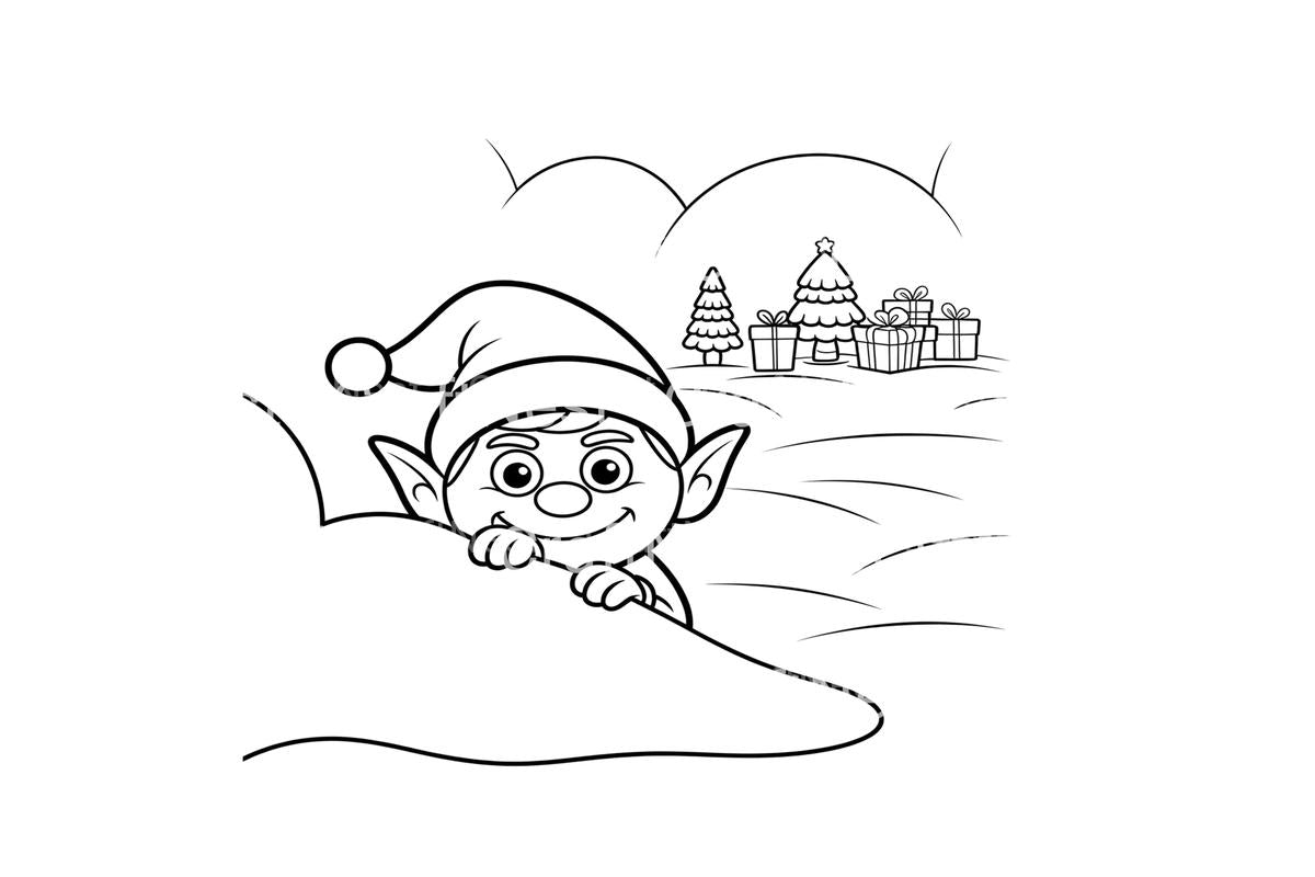 Cute Christmas Elf Winter Coloring Books