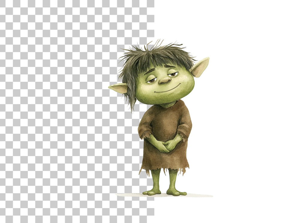 Cute Green Goblin Character Clipart Bundle