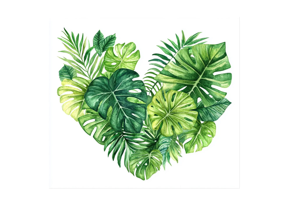 Tropical Leaf Heart Clipart Bundle