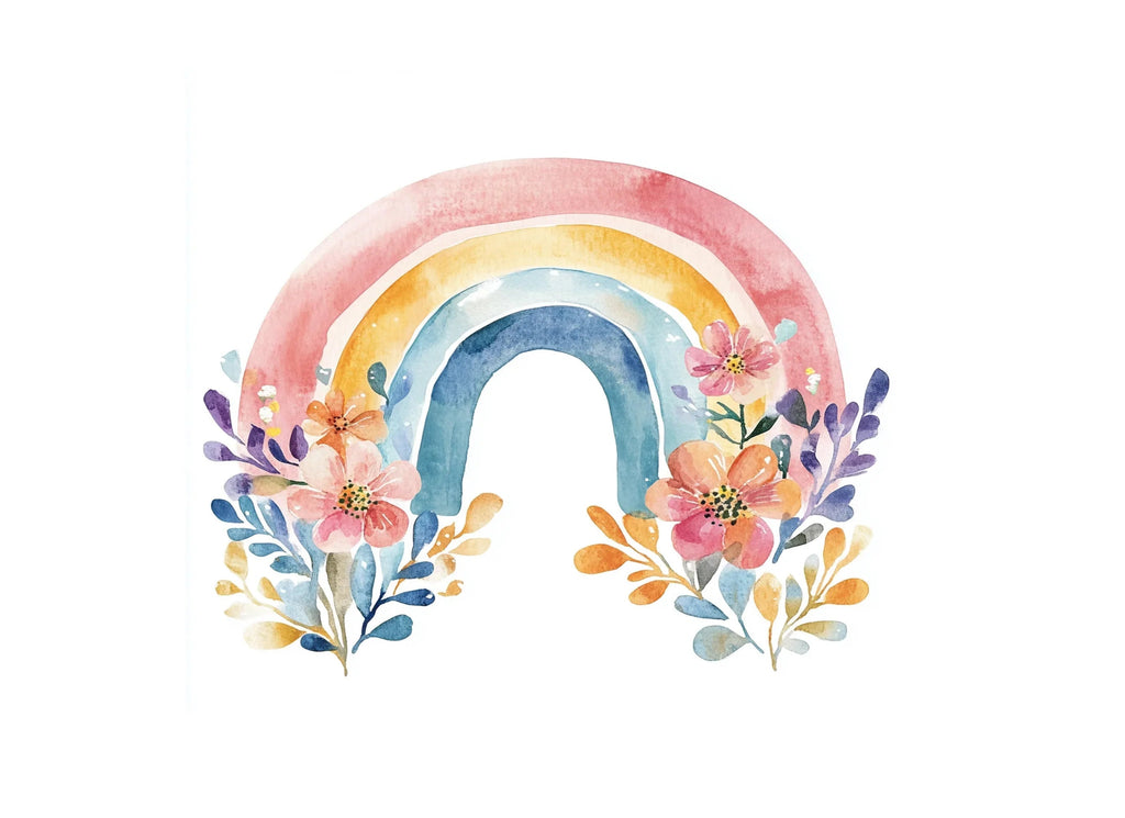 Pastel Floral Rainbow Clipart Bundle