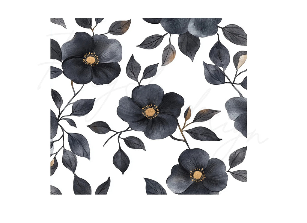 Black Gold Floral Clipart Bundle