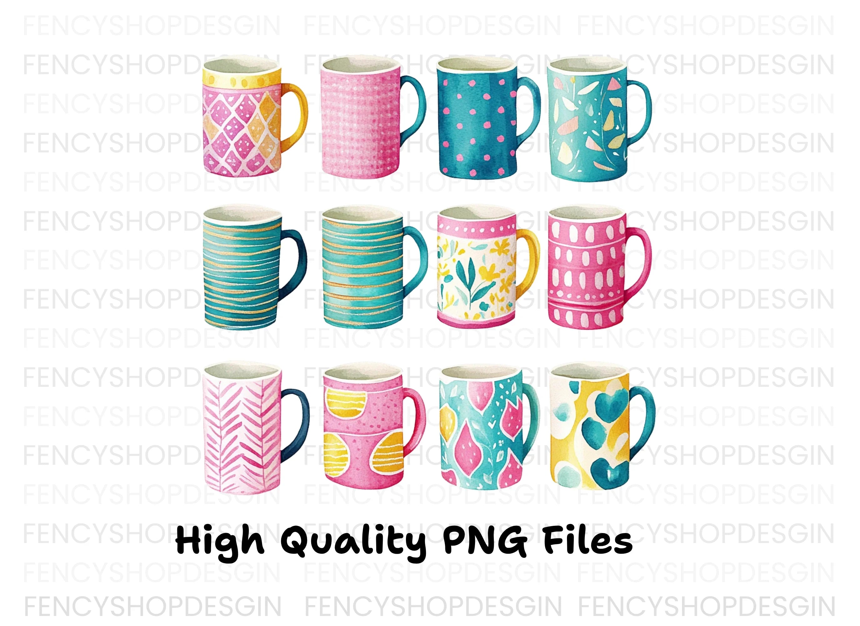 Pattern Mugs Clipart Bundle