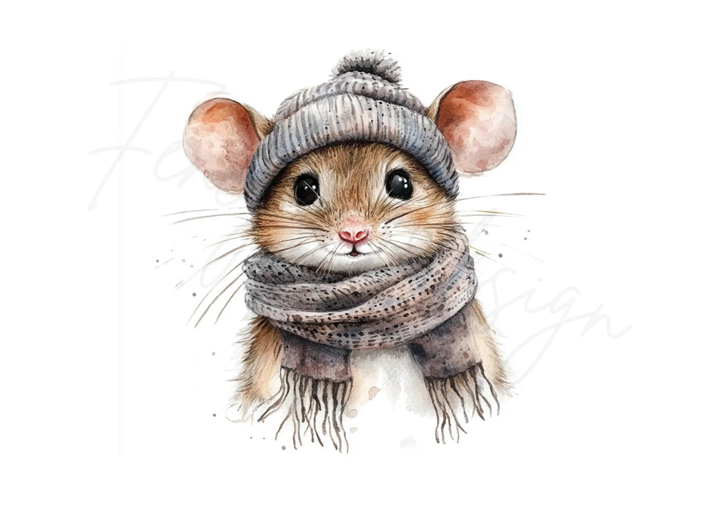 Cute Winter Mouse Clipart Bundle