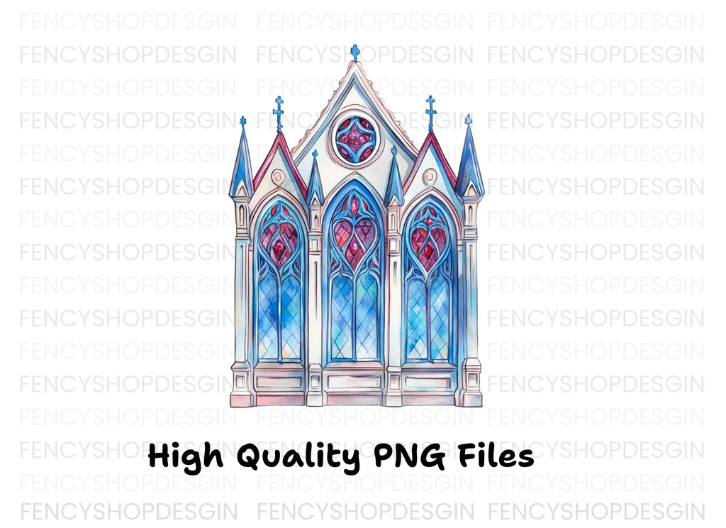 Gothic Stained Glass Windows Clipart Bundle