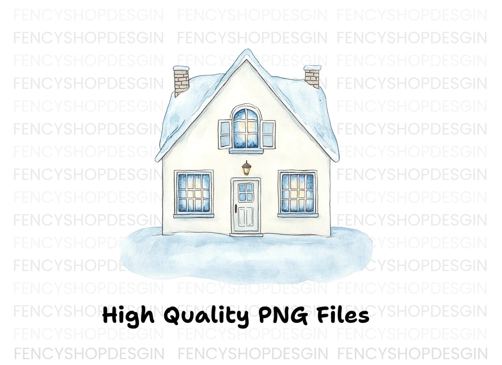 Cozy Winter Houses Clipart Bundle