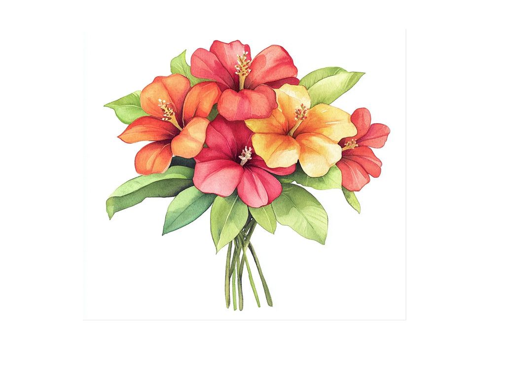 Tropical Hibiscus Flower Bouquets Clipart Bundle