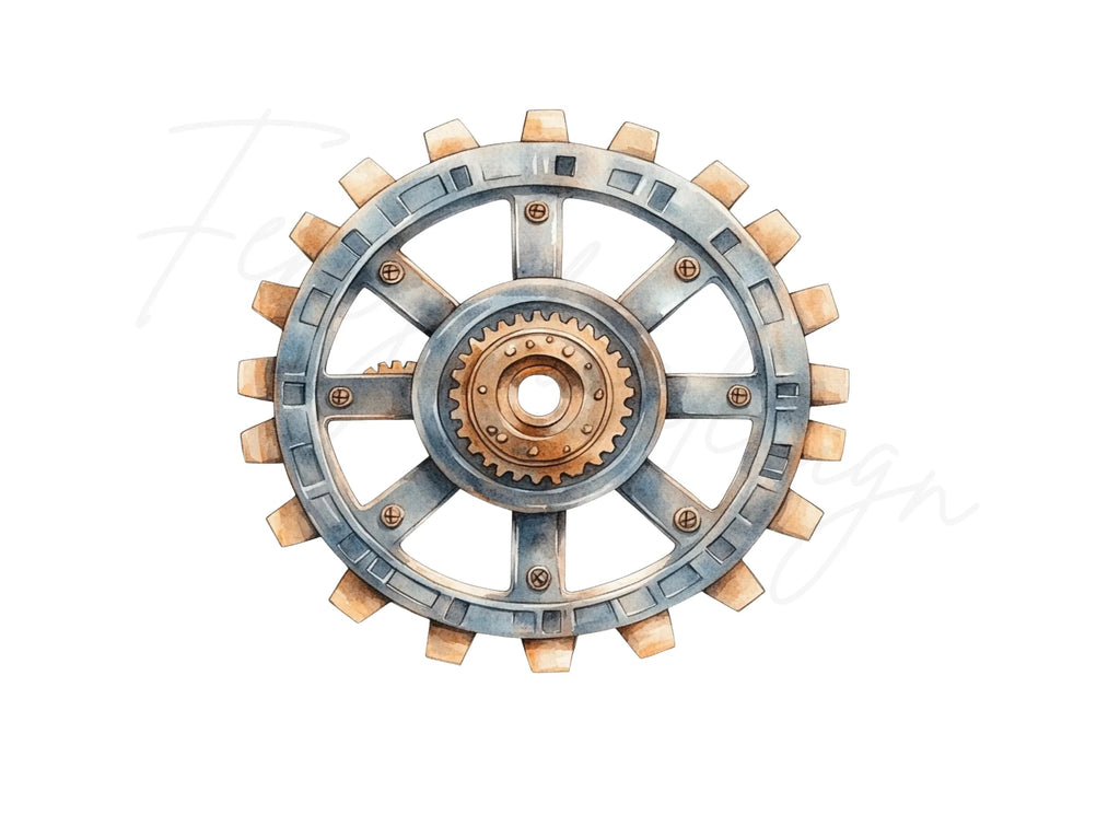 Industrial Steampunk Gear Wheel Clipart Bundle