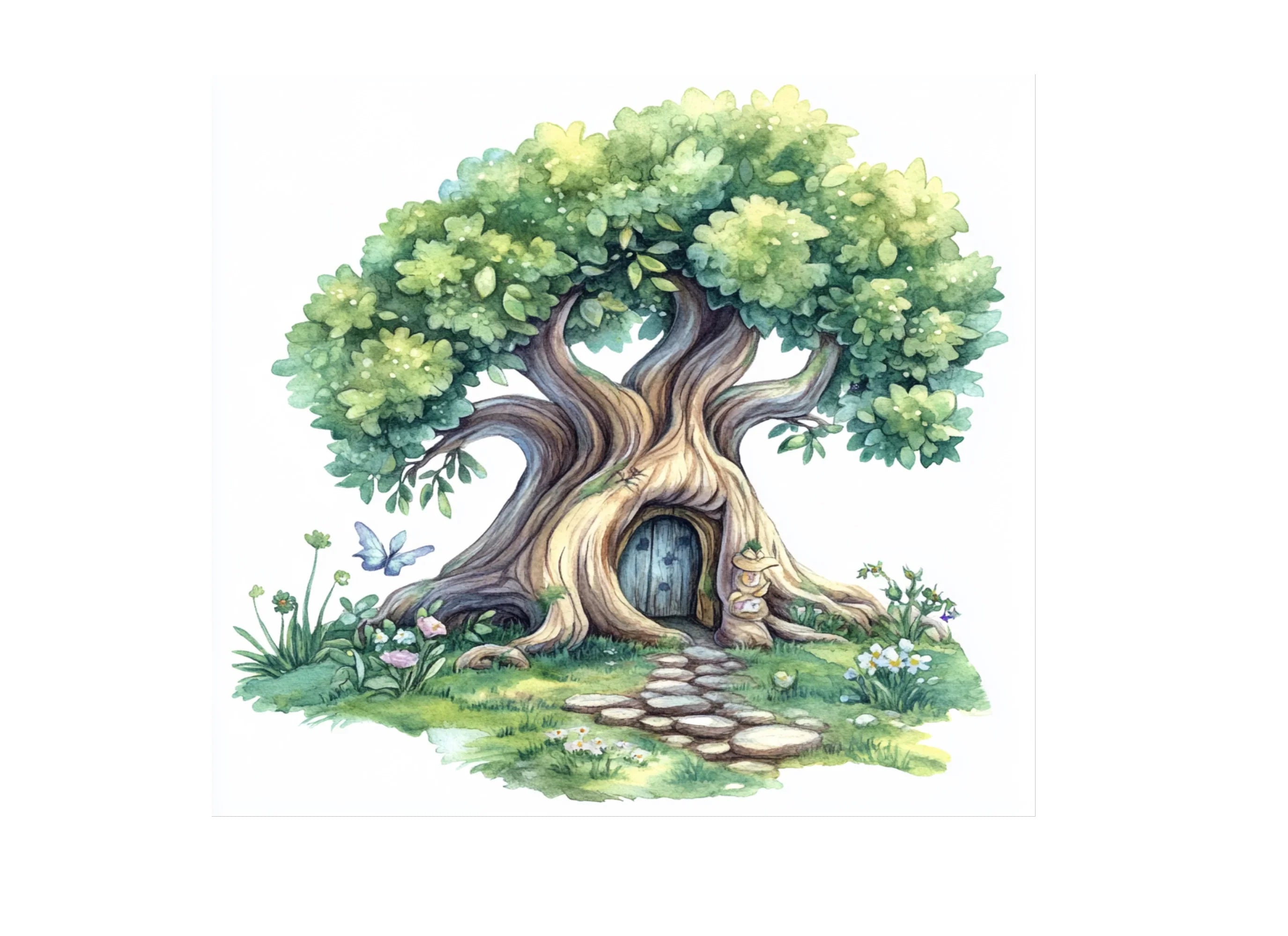 Whimsical Fairy House Tree Clipart Bundle