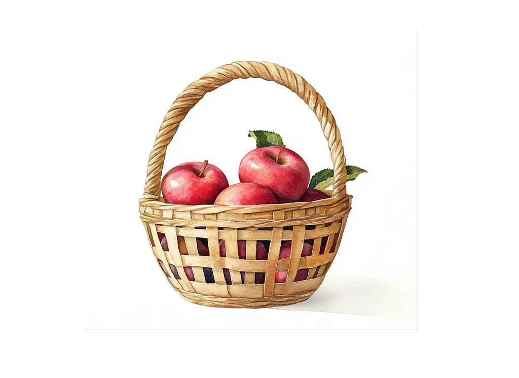 Hand Drawn Apple Basket Illustrations Clipart Bundle