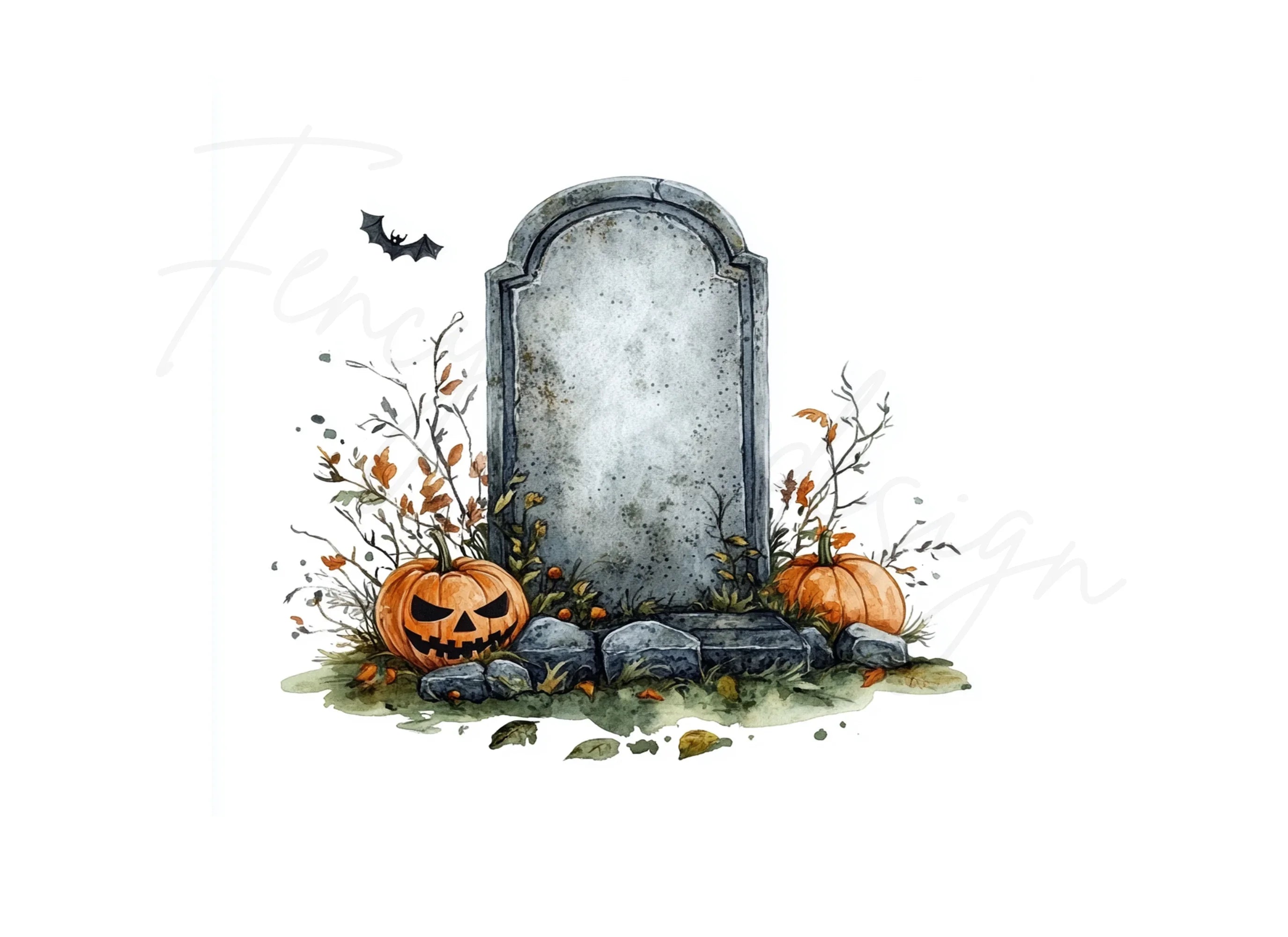 Autumn Halloween Gravestone Clipart Bundle