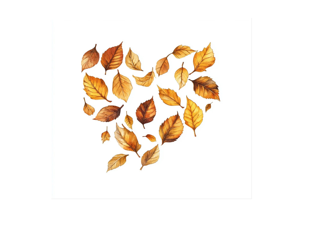 Autumn Leaves Heart Shape Clipart Bundle