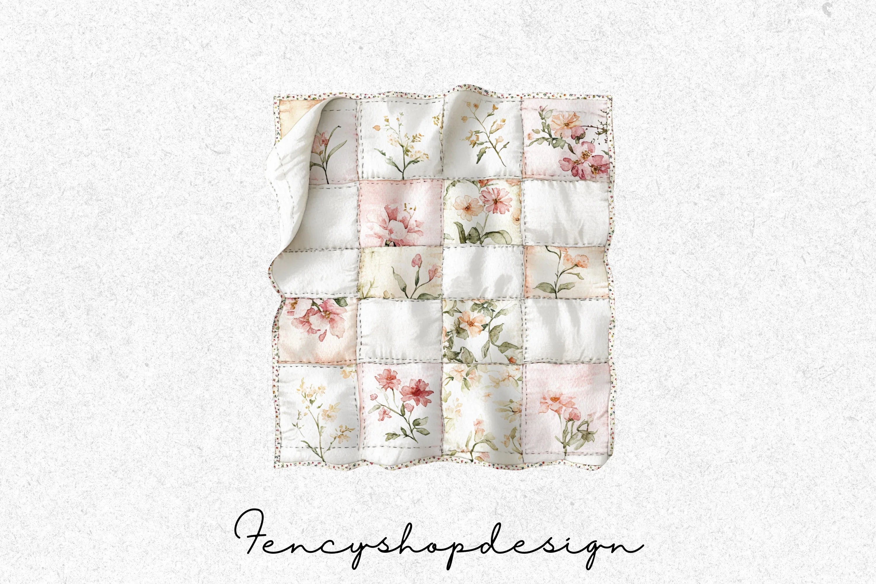 Cozy Floral Quilts Clipart Bundle
