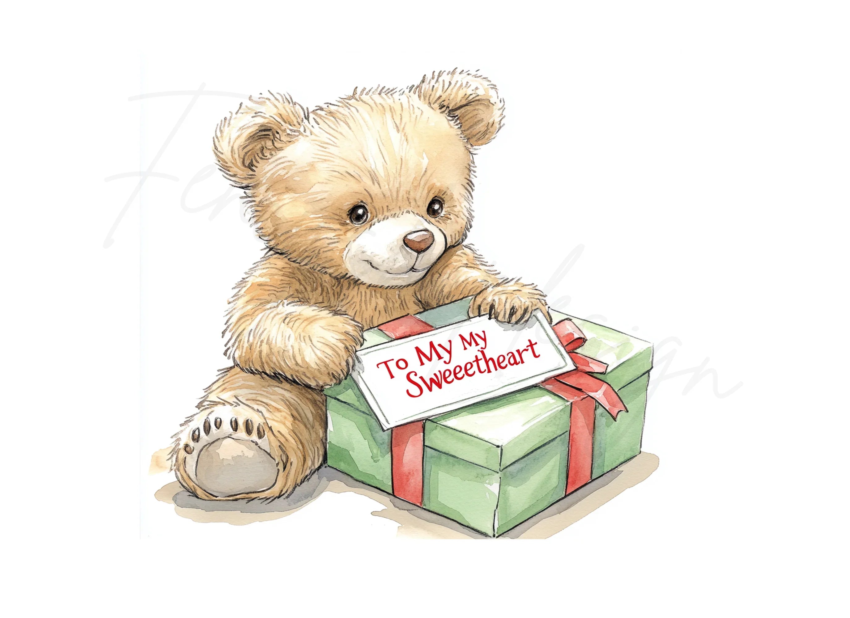 Sweetheart Teddy Bear Gift Clipart Bundle