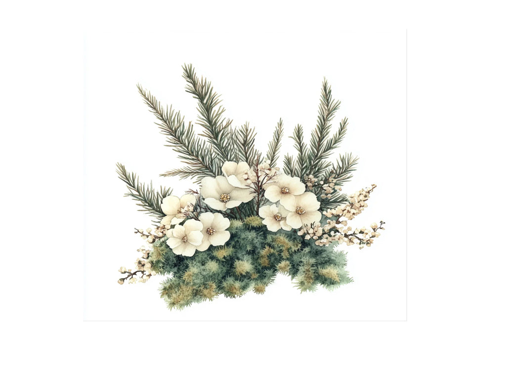 Winter Floral Pine Cone Clipart Bundle