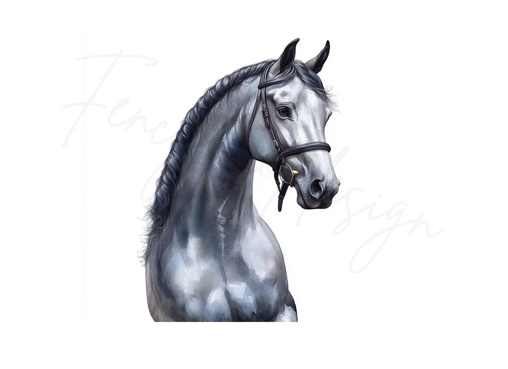 Elegant Grey Horse Head Clipart Bundle
