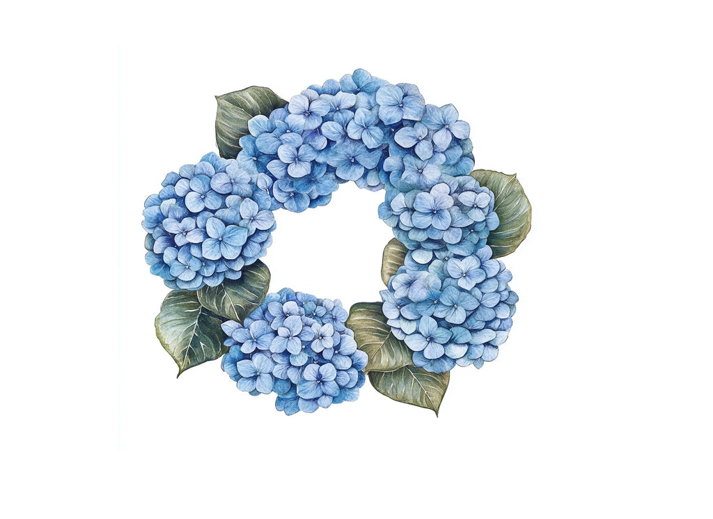 Blue Hydrangea Wreath Clipart Bundle