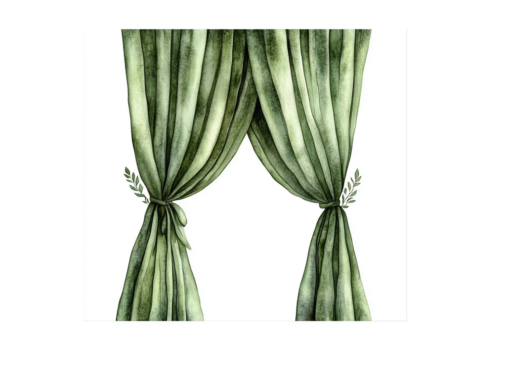 Elegant Green Curtains Clipart Bundle