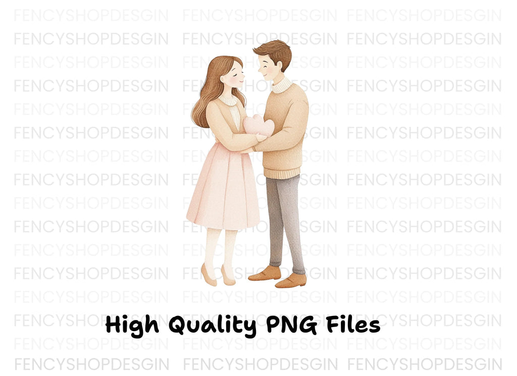 Romantic Couple Embrace Clipart Bundle