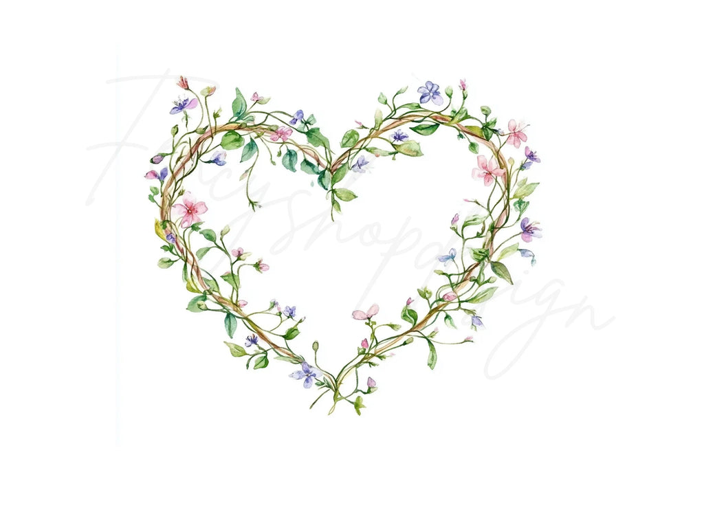 Rustic Twig Heart Frames Clipart Bundle