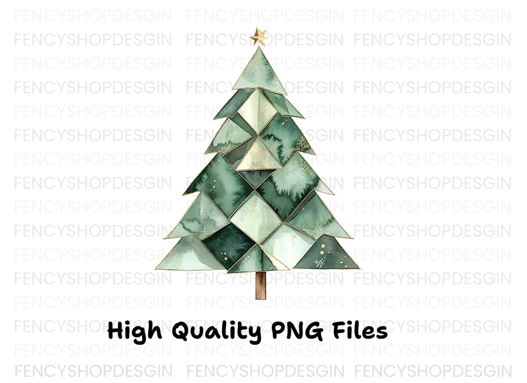 Geometric Christmas Trees Clipart Bundle