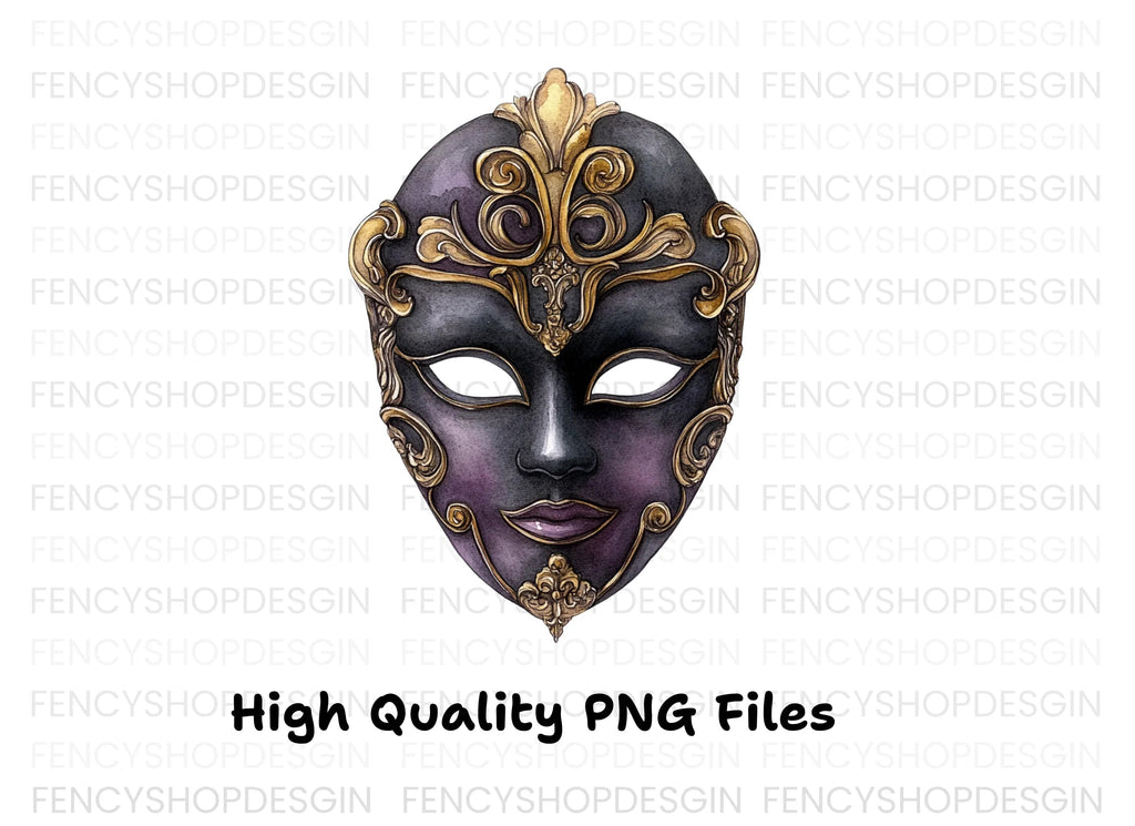 Elegant Venetian Masquerade Masks Clipart Bundle