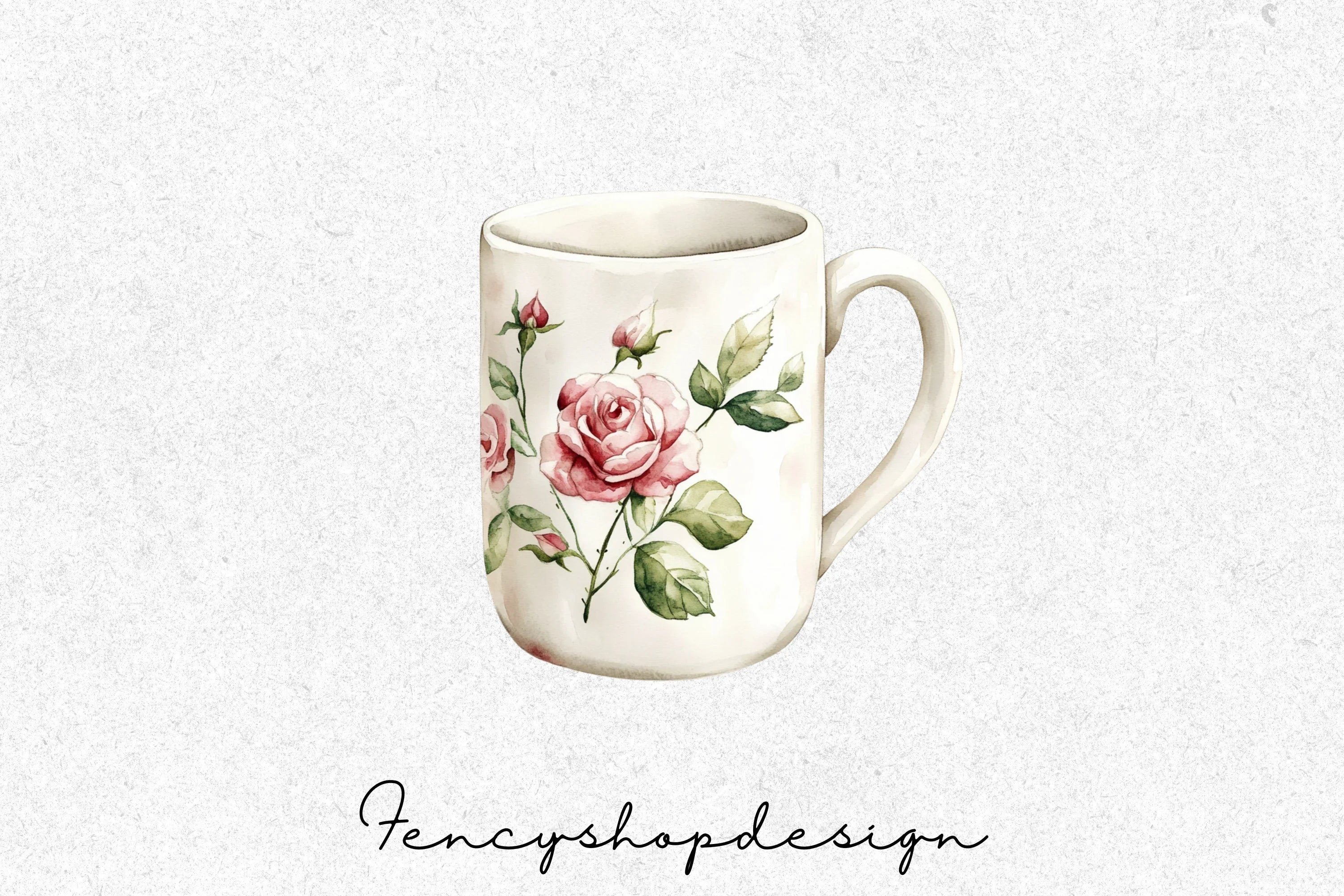 Charming Floral Mugs Clipart Bundle