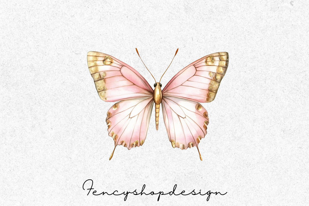 Pink Butterfly Clipart Bundle