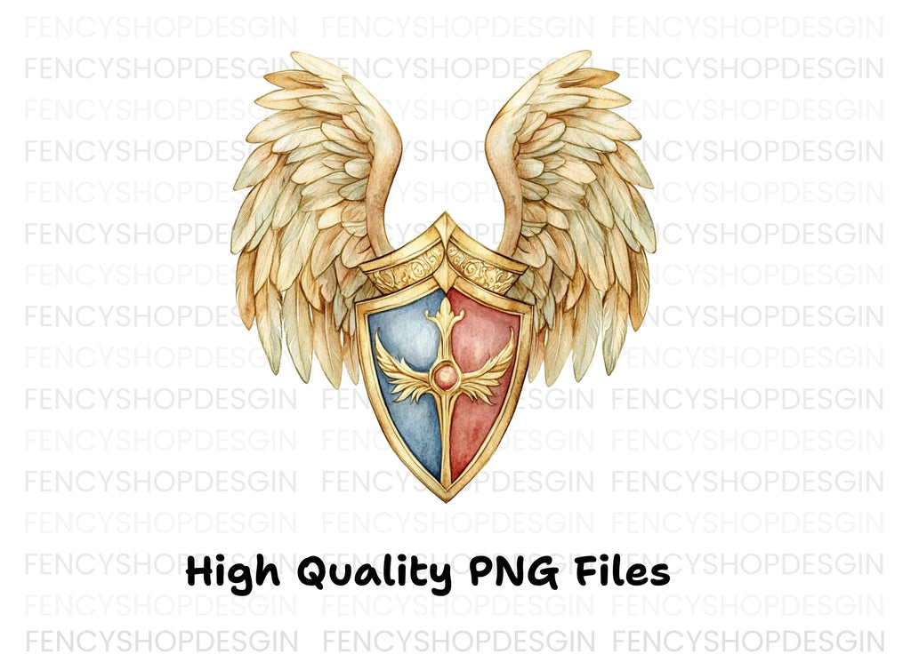 Golden Winged Shields Clipart Bundle