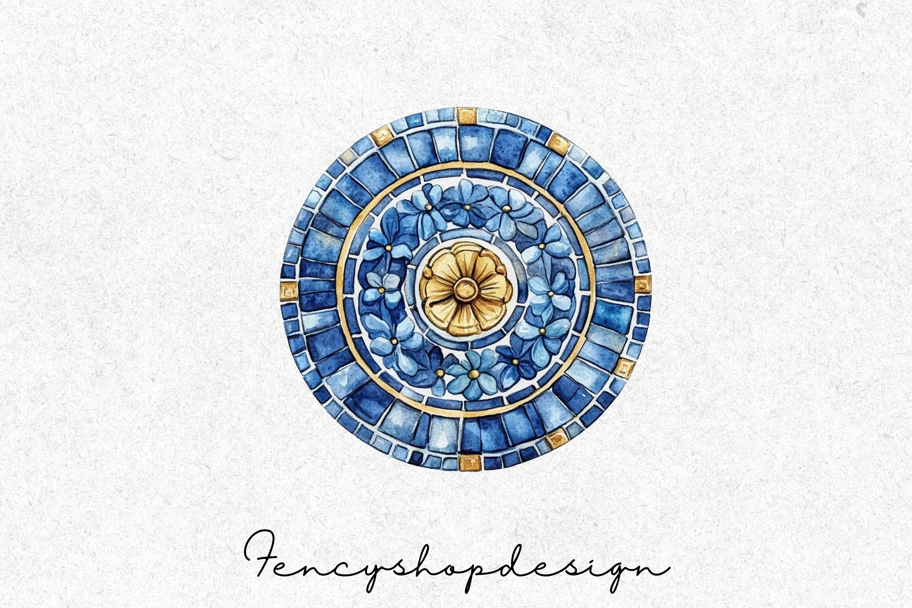 Mediterranean Tile Mosaic Clipart Bundle