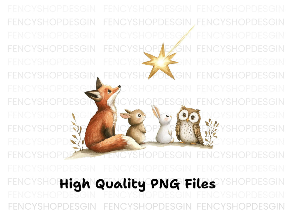 Woodland Animals Stargazing Clipart Bundle