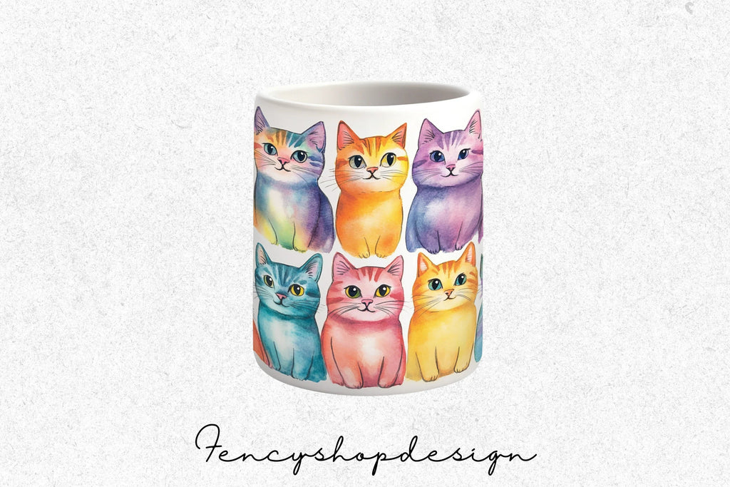 Adorable Cat Mugs Clipart Bundle