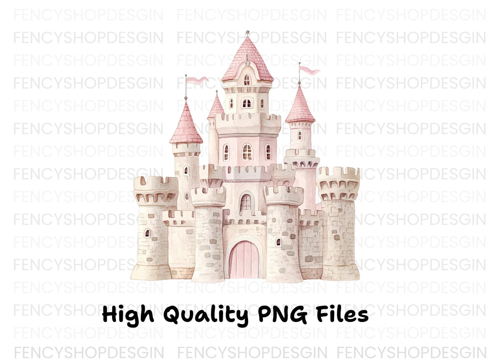 Pink Princess Castle Clipart Bundle