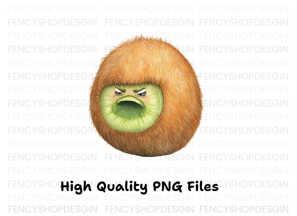 Angry Kiwi Fruit Cartoon Clipart Bundle