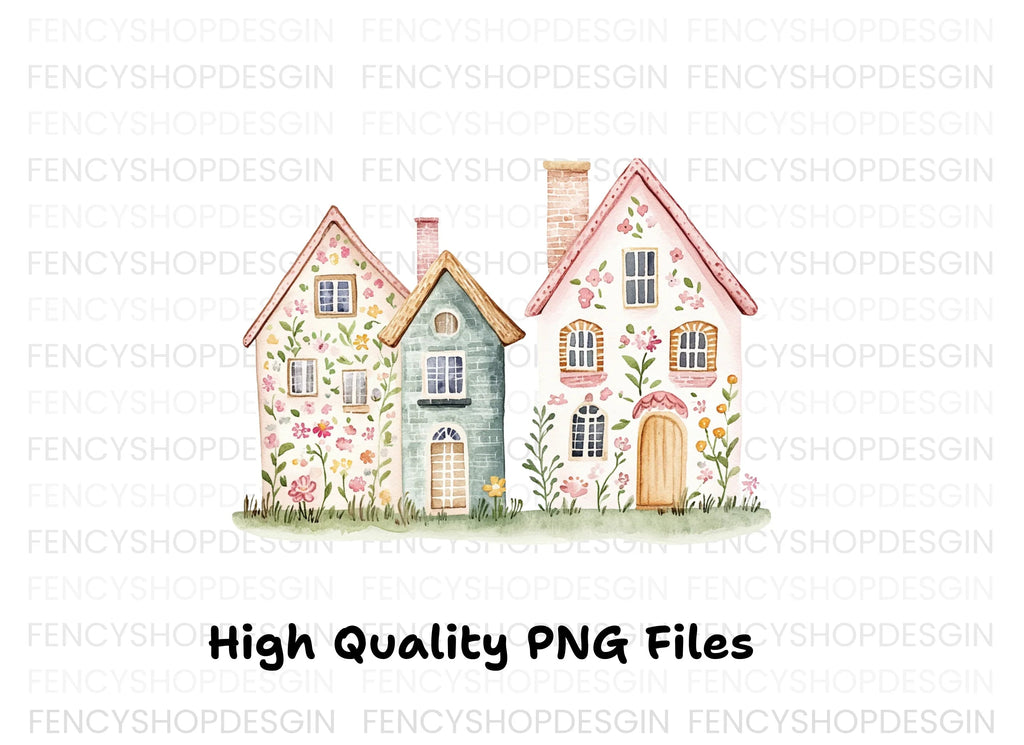 Floral Houses Clipart Bundle