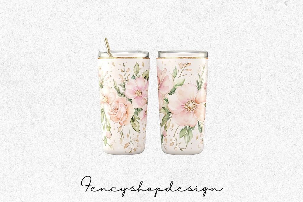 Floral Skinny Tumbler Clipart Bundle