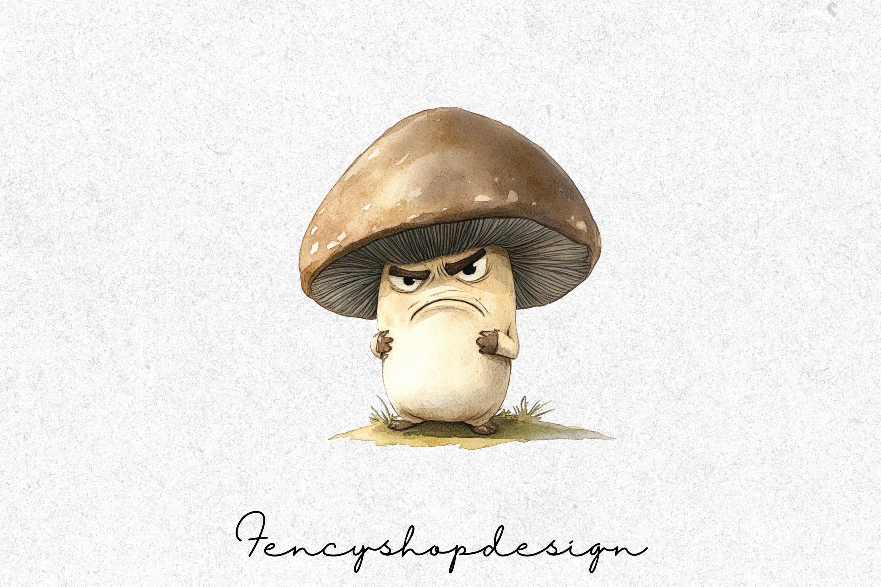 Angry Cartoon Mushroom Clipart Bundle