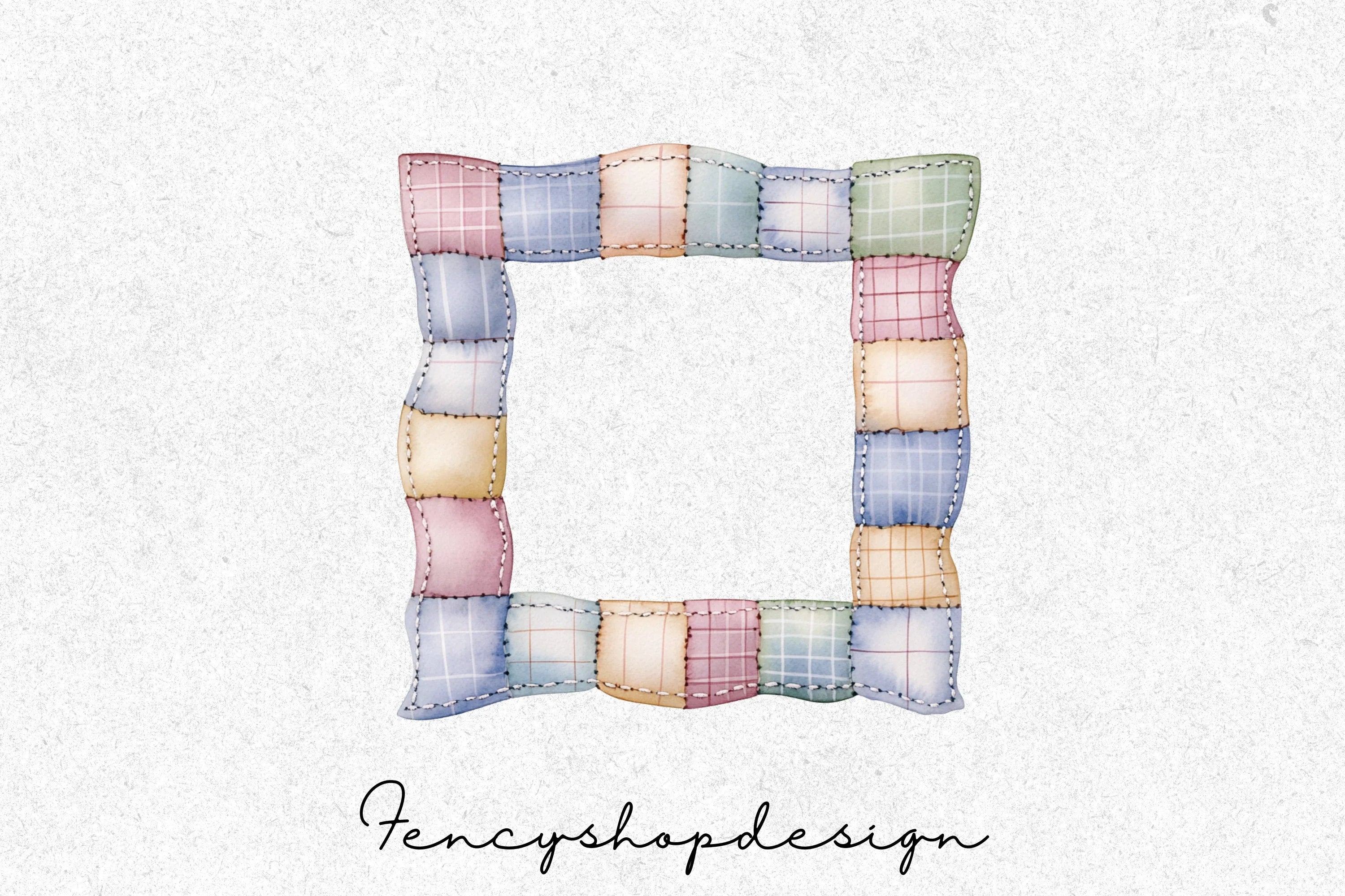 Soft Pastel Quilted Fabric Frames Clipart Bundle