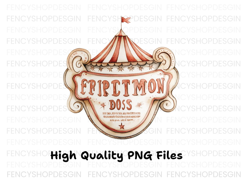 Retro Circus Tent Sign Clipart Bundle